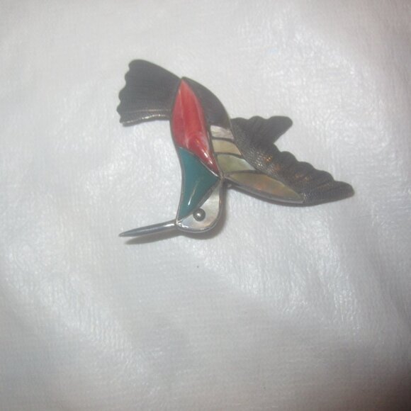VTG STERLING SILVER HUMMINGBIRD BROOCH/PENDANT MARKED PERU 950 - Picture 5 of 5